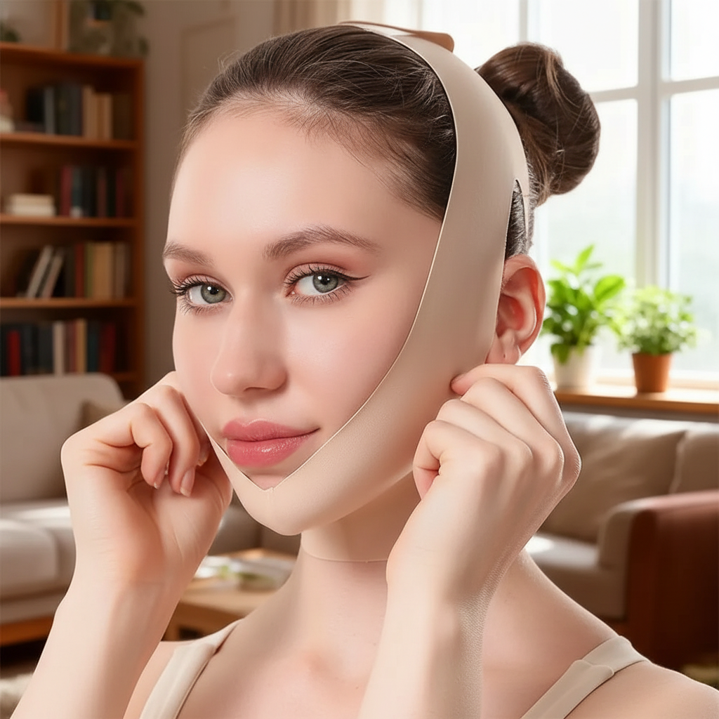 Femme ajustant le bandeau